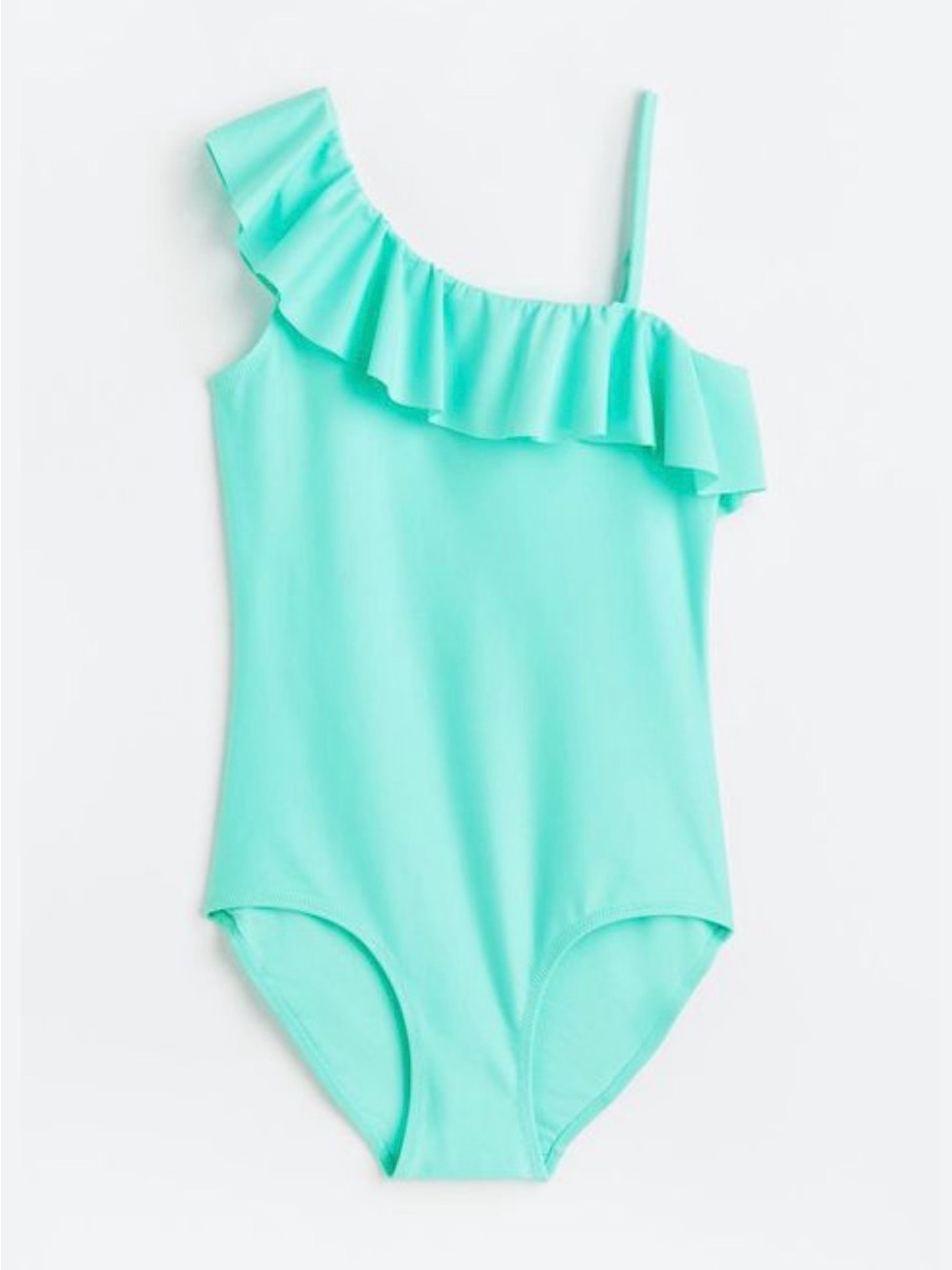 H&M Girls' One-Shoulder Ruffle Swimsuit - Aqua